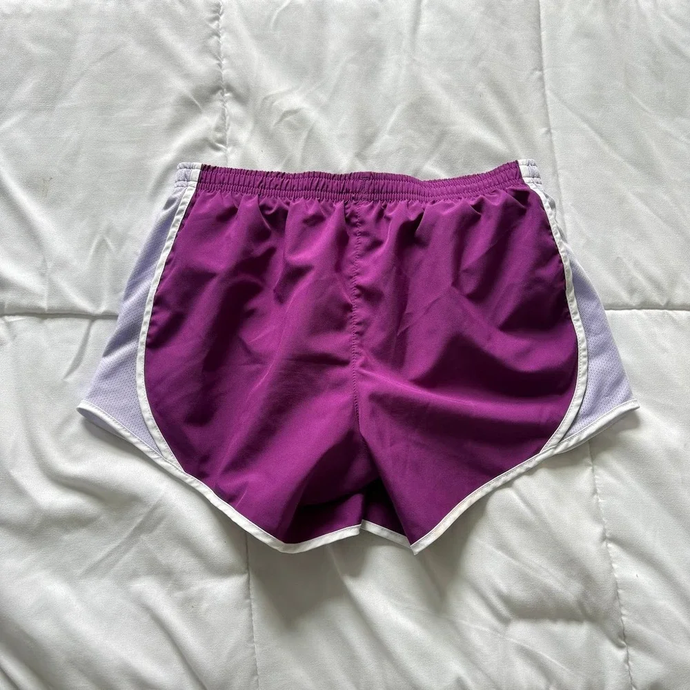 Nike Dri-FIT Tempo Running Shorts Purple Lavender White Trim Girls Large Active